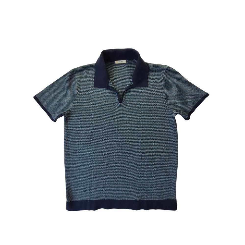 Marine Layer Knit Polo Shirt Mens Large Navy Blue Cotton Wool Johnny Collar
